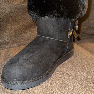 Juicy Couture Black Ankle Boots with Gold Accents